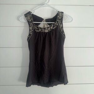 Embroidered Grey Sleeveless Top